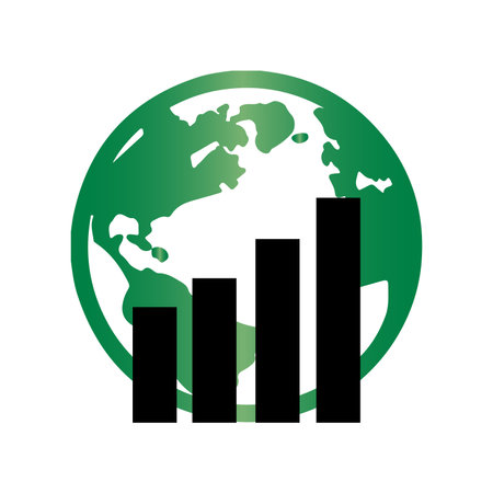 earth planet with statistics graphic isolated icon vector illustration design  green colorのイラスト素材