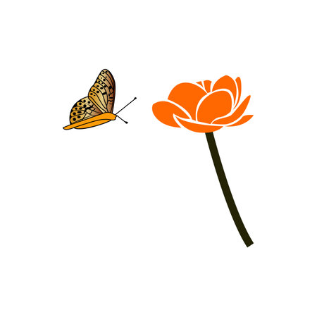 Butterfly and flower. Vector illustration design on white background.のイラスト素材