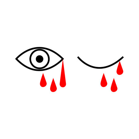 Eye and blood drop icon. Eye and blood drop vector icon.のイラスト素材