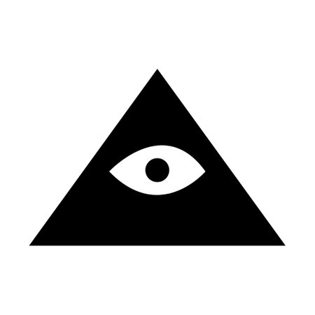 Eye icon in triangle shape. Black and white. Vector illustration.のイラスト素材
