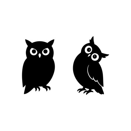 Owl icon isolated on white background. Vector illustration in flat style.の素材