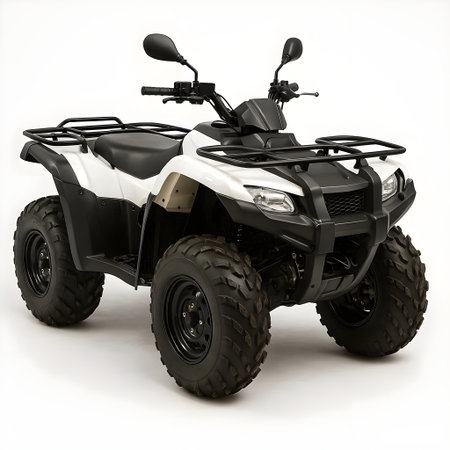 Modern powerful quad bike on a white background. 3d rendering.の素材