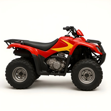 Modern powerful quad bike on a white background. 3D illustration.の素材