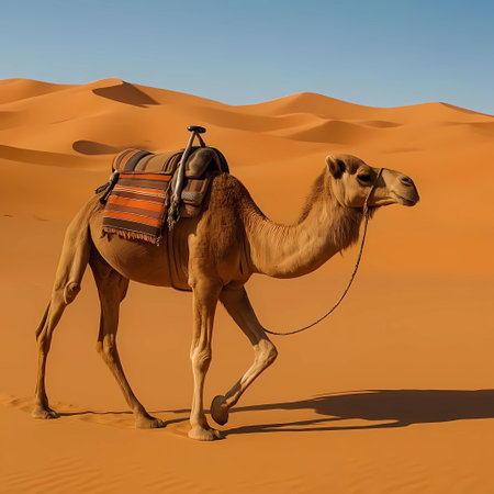 Camels in the Sahara desert. 3D illustration. Africa.の素材