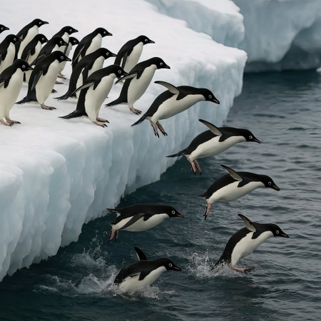 Gentoo penguins on the ice floe, Antarctic Peninsulaの素材