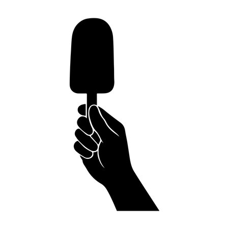 hand holding ice cream icon image vector illustration design  black and whiteの素材