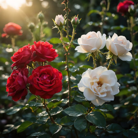 Beautiful roses in the garden, Roses are beautiful with a beautiful sunny day.の素材