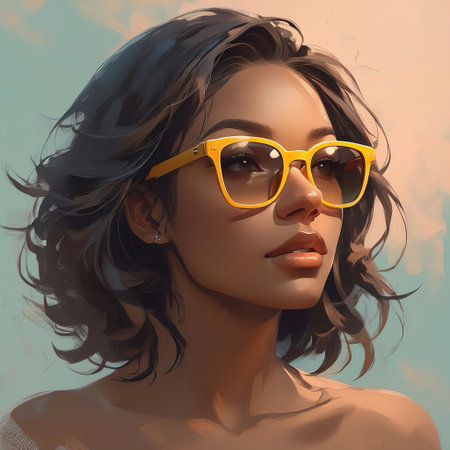 Portrait of a beautiful young woman with sunglasses. 3d renderingの素材