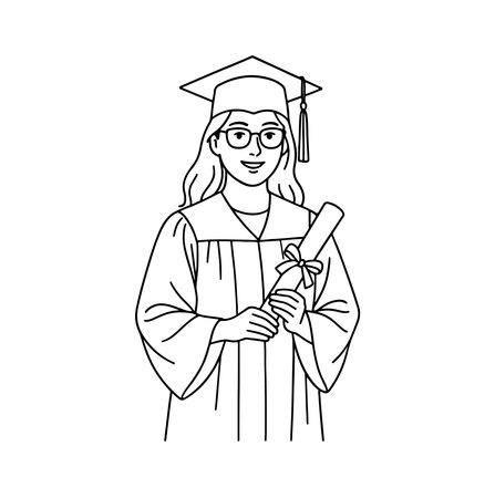 young woman student graduated celebrating character vector illustration design vector illustration graphic designの素材