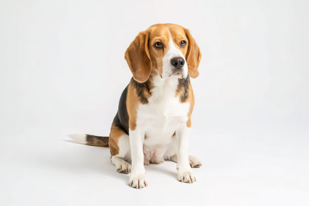 Beagle dog isolated on white background. Studio shot. Close up.の素材