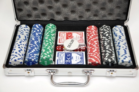 Case with a set of pokerの写真素材