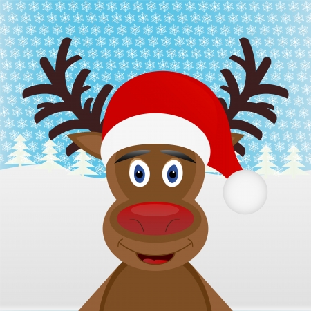 Christmas deer in the forest in winter のイラスト素材