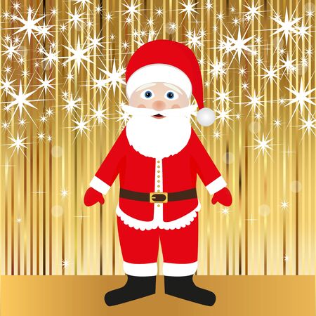 Santa Claus on a gold background のイラスト素材