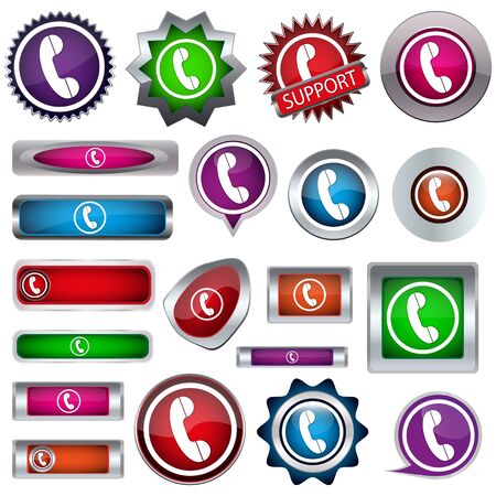 set of colored buttons on the handsetのイラスト素材