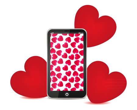 telephone and red hearts for Valentine s Dayのイラスト素材