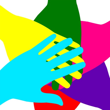 colored hands superimposed