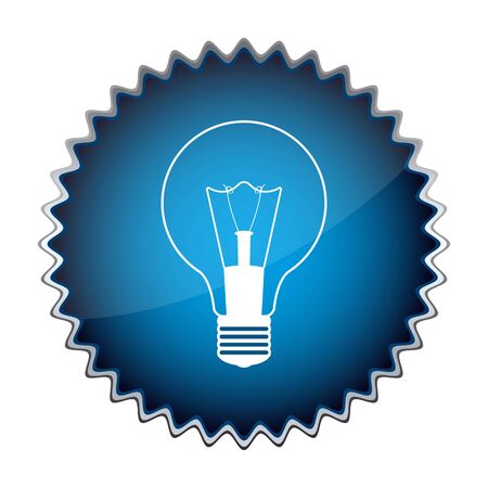 blue button with the light bulbのイラスト素材