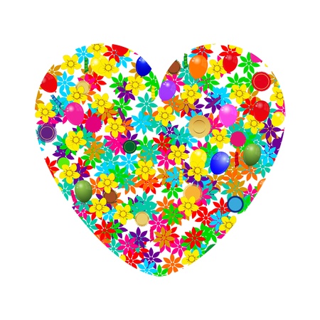 heart of flowers and balloonsのイラスト素材