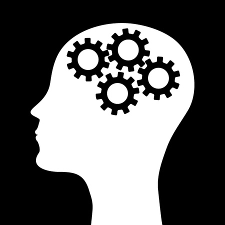 silhouette of a man s head with a picture of the mechanismのイラスト素材