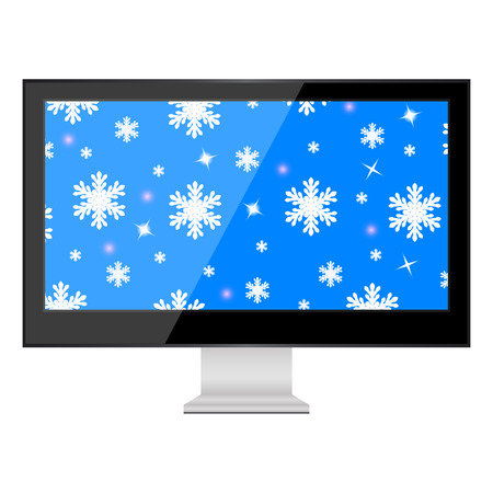 TV with Christmas background on the screenのイラスト素材