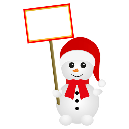 snowman holding a bannerのイラスト素材