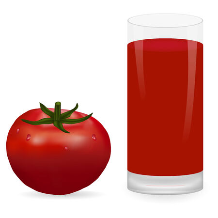 tomato and glass of tomato juiceのイラスト素材