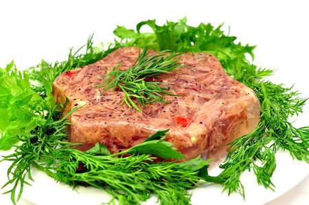 jellied meat with fresh herbsの写真素材