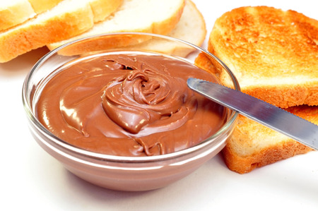 chocolate cream and wheat toastの写真素材