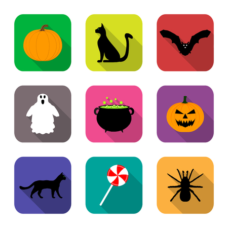 Flat design icons for Halloweenのイラスト素材