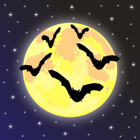 bats on the background of the full moonのイラスト素材