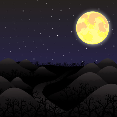 Night landscape in the full moonのイラスト素材