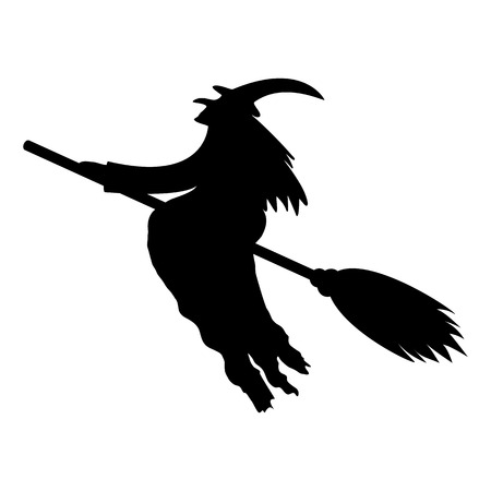 silhouette of a witch on a broomstick on Halloweenのイラスト素材