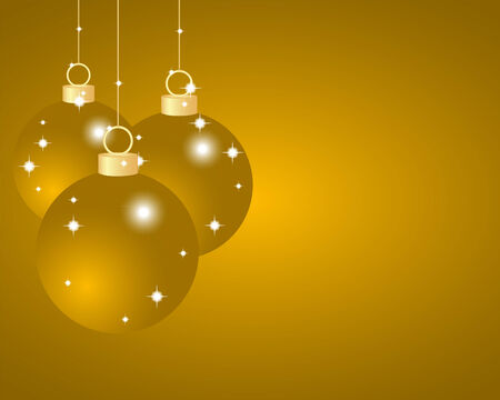 Gold Christmas balls on a red backgroundのイラスト素材