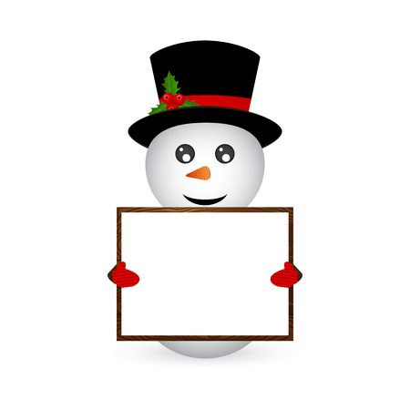 snowman holding a bannerのイラスト素材