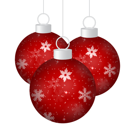 Red Christmas balls on a white backgroundのイラスト素材