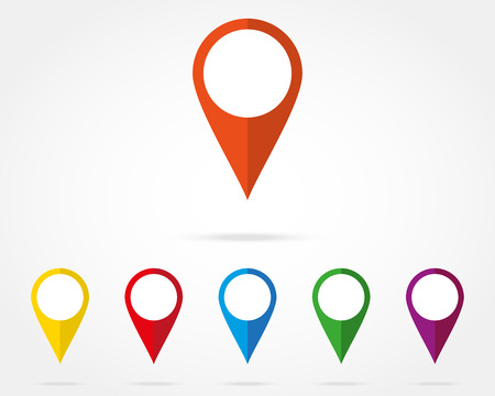 set of colored pointers with shadowのイラスト素材