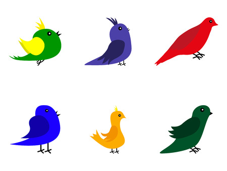 Collection of cartoon birdsのイラスト素材