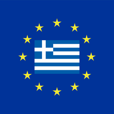 Flag of Greece at the EU flagのイラスト素材