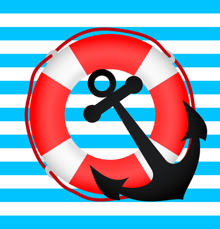 lifebuoy and anchorのイラスト素材