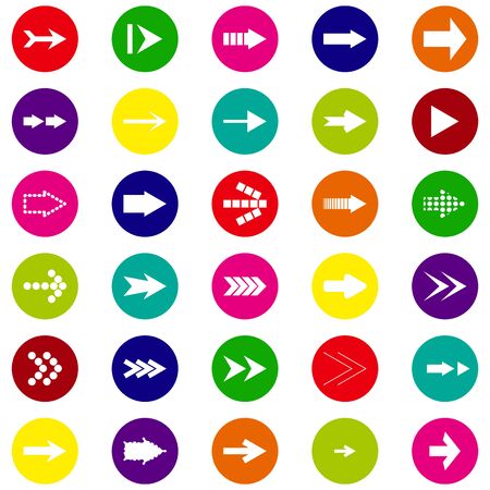 set of arrows in the colored circlesのイラスト素材