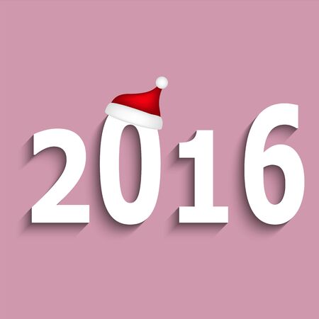 New Year 2016 and santa hatのイラスト素材