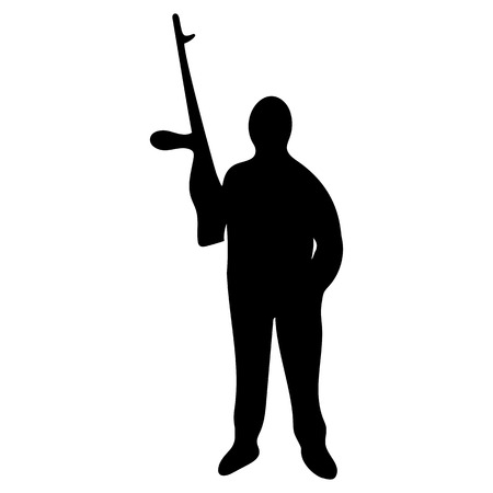 silhouette of a man with a gunのイラスト素材