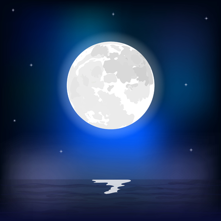 Night seascape during a full moonのイラスト素材