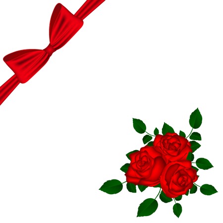 Greeting card with red roses and bow vector illustrationのイラスト素材