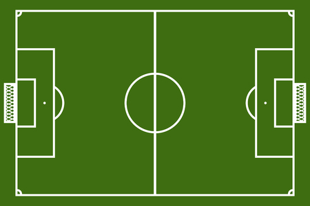 Template realistic football field with lines and gates. vector illustrationのイラスト素材