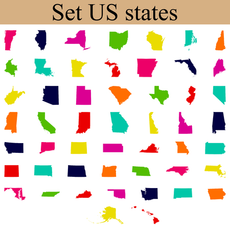 set of US state maps vector illustrationのイラスト素材