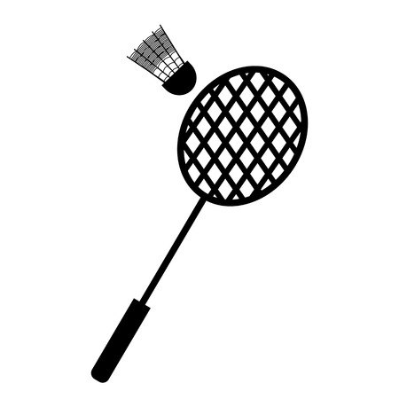 Playing badminton racket and shuttlecock silhouettes on a white background. vector illustrationのイラスト素材