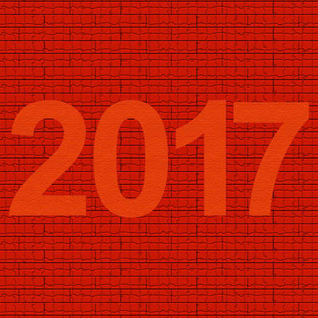 New Year on red background stone texture 2017の写真素材