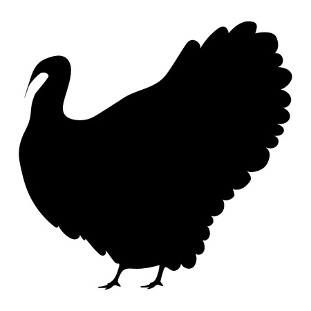 Silhouette of a turkey on a white background, vector illustrationのイラスト素材