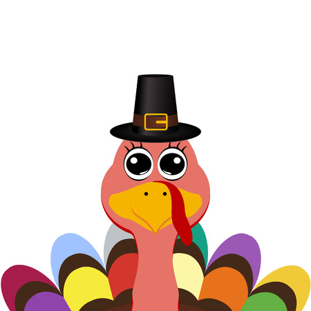 Turkey in hat on Thanksgiving Day, vector illustration vectorのイラスト素材